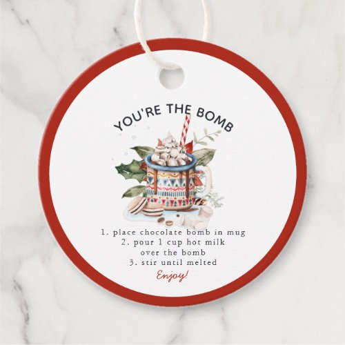 Classic Hot Chocolate Bomb Christmas  Favor Tags