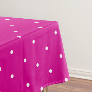 Classic Hot Pink White Polka Dots Pattern Tablecloth