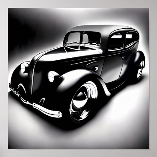 Classic Hot Rod  bw  Poster