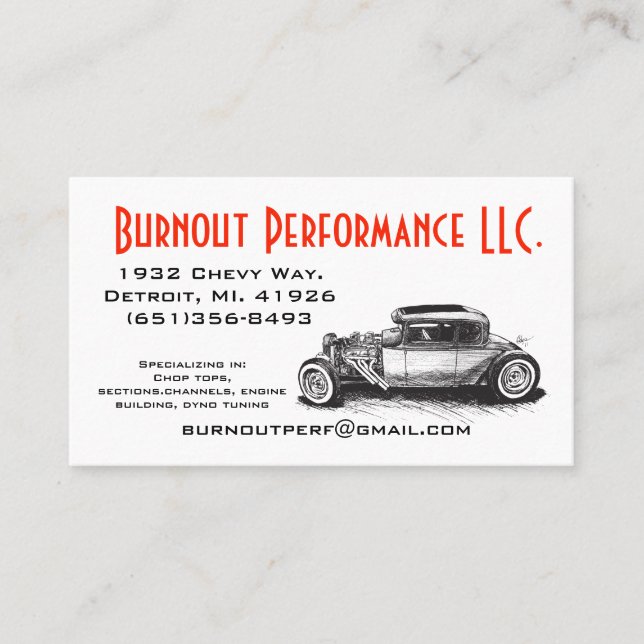 Classic Hot Rod Business Card (Front)