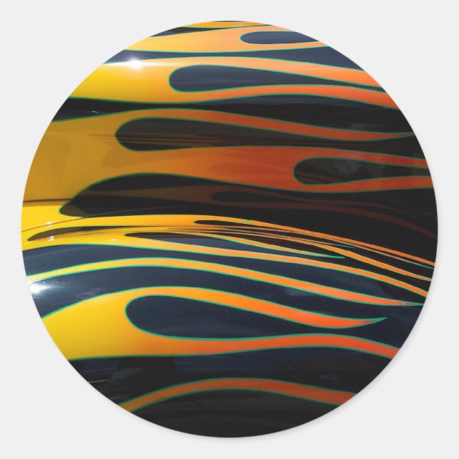 Classic hot rod flames classic round sticker (Front)