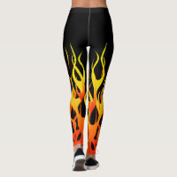 Classic Hot Rod Racing Flames Decor on Leggings