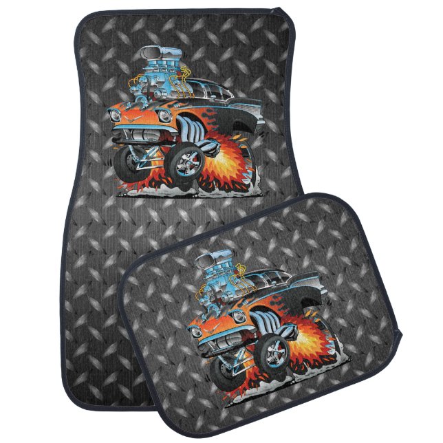 Classic Hotrod Fifties Style Gasser Drag Racing Car Floor Mat (Set)