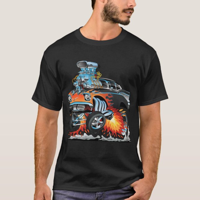 Classic Hotrod Fifties Style Gasser Drag Racing  T-Shirt (Front)