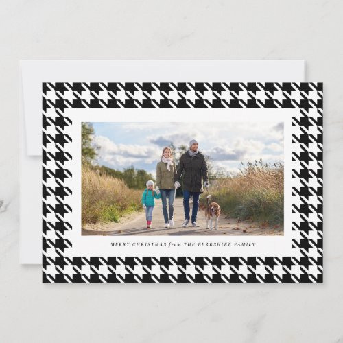 Classic houndstooth black and white holiday card