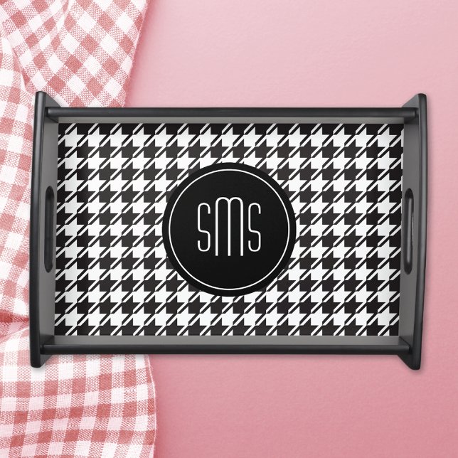 Classic Houndstooth Check Monogram Serving Tray (Creator Uploaded)