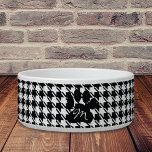 Classic Houndstooth Check Pattern Bowl<br><div class="desc">A dog bowl adorned with a classic black and white houndstooth pattern and a stylish black paw print to monogram with your pets initial.</div>