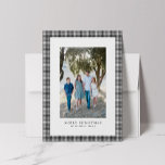 Classic houndstooth Christmas photo card<br><div class="desc">A traditional black and white houndstooth pattern frames a single vertical photo on this classic holiday card. The simple type allows room for a custom greeting ("Merry Christmas" can be changed to "Happy Holidays" or anything you'd like), family name and year. The back features a matching black and white houndstooth...</div>