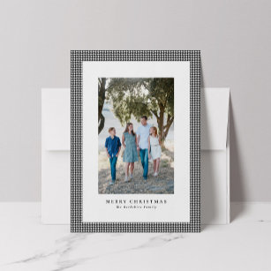 Classic houndstooth Christmas photo card