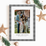 Classic houndstooth Christmas photo card<br><div class="desc">A traditional black and white houndstooth pattern frames a single vertical photo on this classic holiday card. The simple type allows room for a custom greeting ("Merry Christmas" can be changed to "Happy Holidays" or anything you'd like), family name and year. The back features a matching black and white houndstooth...</div>