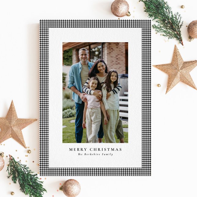 Classic houndstooth Christmas photo card (Creator Uploaded)
