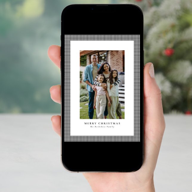Classic houndstooth Christmas photo card (Front Digital)