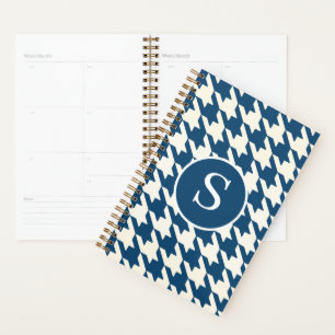 Classic Houndstooth Encore Blue & White Monogram Planner