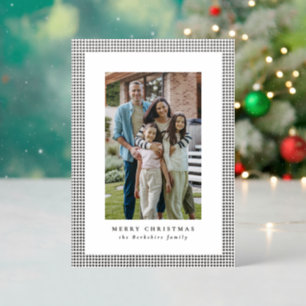 Classic houndstooth frame Merry Christmas Letterpress Photo Cards