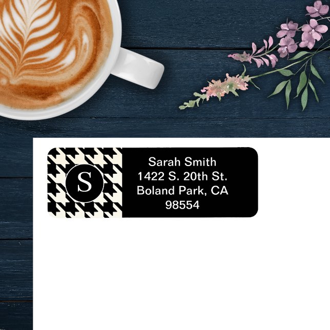 Classic Houndstooth Pattern Black and White Label (Creator Uploaded)