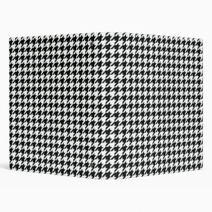 Classic Houndstooth Pattern: Black & White Vintage 3 Ring Binder
