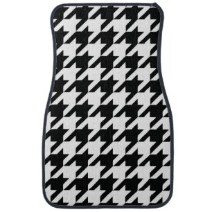 Classic Houndstooth Pattern: Black & White Vintage Car Mat