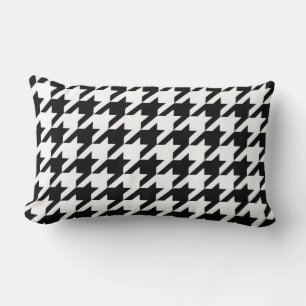 Classic Houndstooth Pattern: Black & White Vintage Lumbar Pillow