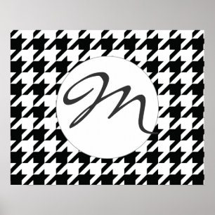 Classic Houndstooth Pattern: Black & White Vintage Poster