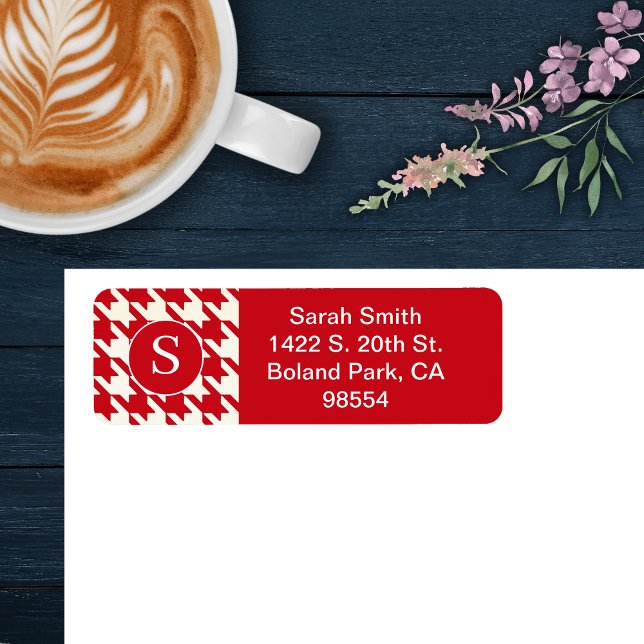 Classic Houndstooth Pattern Cherry Red and White Label (Creator Uploaded)