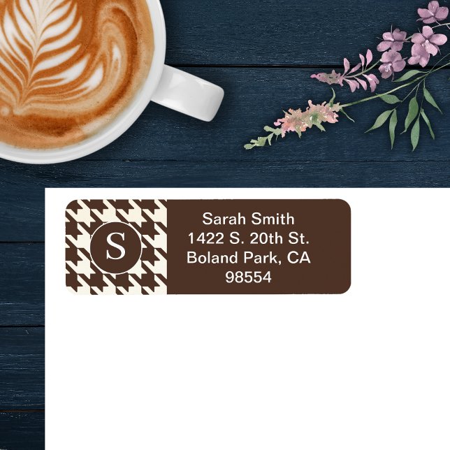 Classic Houndstooth Pattern Dark Brown and White Label (Creator Uploaded)