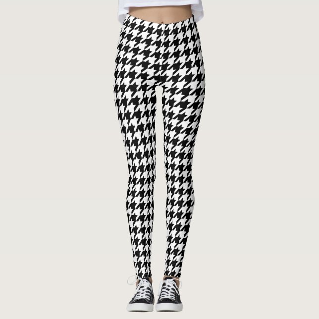 Classic houndstooth pattern Dogstooth check design Leggings (Front)