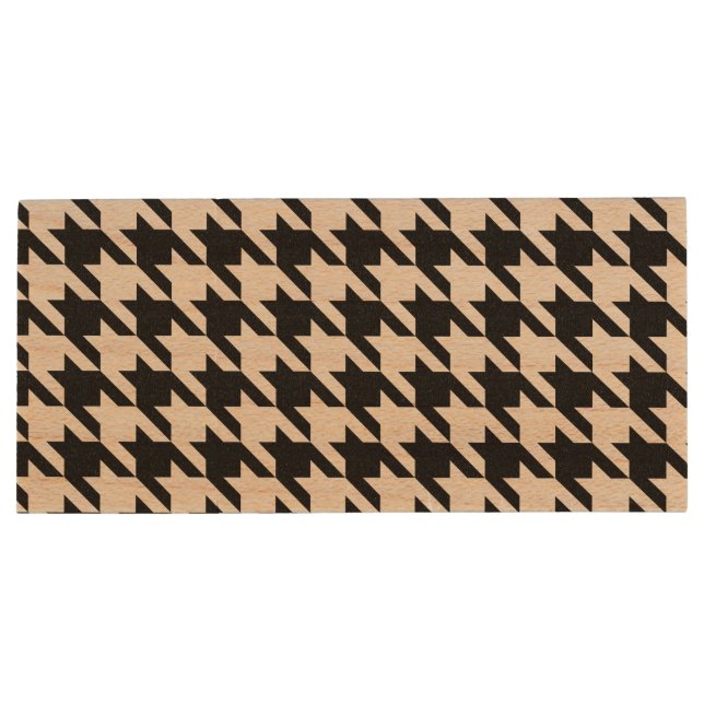 Classic houndstooth pattern Dogstooth check design Wood USB Flash Drive (Back)