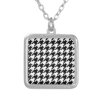 Classic Houndstooth Silver Plated Necklace by Regella at Zazzle