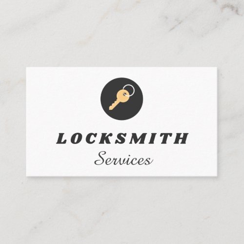 Classic House Key Logo Residential Locksmith Bold Business Card