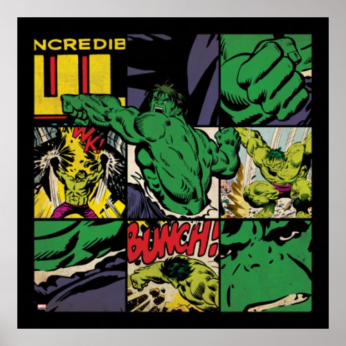 Classic Hulk Comic Book Pattern Poster