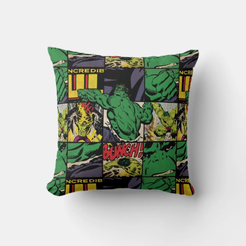 Classic Hulk Comic Book Pattern Throw Pillow