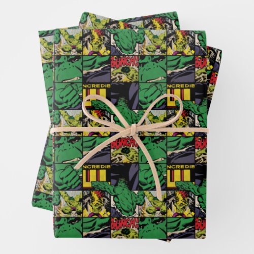 Classic Hulk Comic Book Pattern Wrapping Paper Sheets