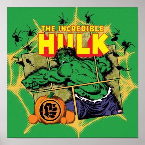 Classic Hulk Halloween Comic Panel Poster