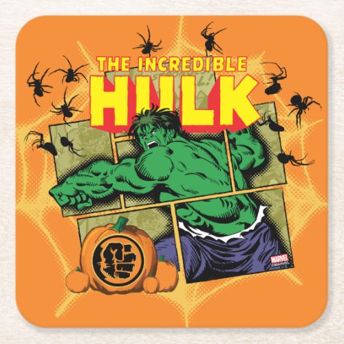Classic Hulk Halloween Comic Panel Square Paper Coaster