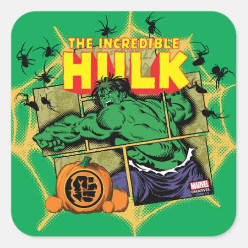 Classic Hulk Halloween Comic Panel Square Sticker