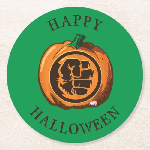 Classic Hulk Logo Jack_o_lantern Round Paper Coaster