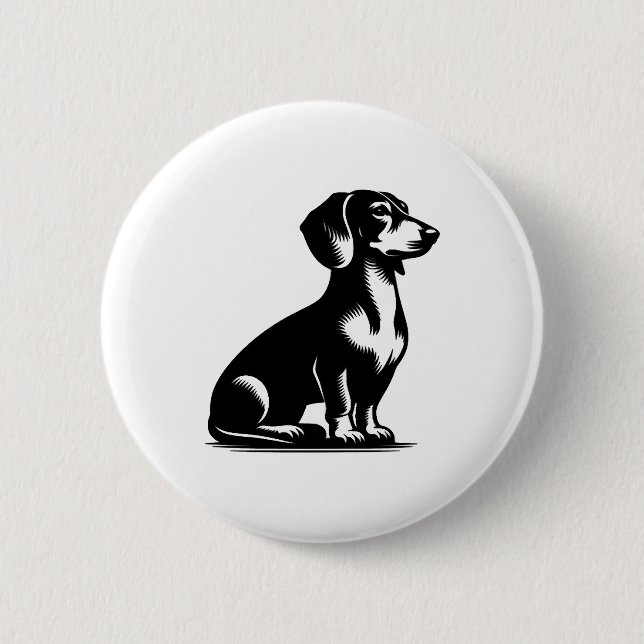 Classic Hunting Dog Vintage Dachshund Drawing Copy Button (Front)