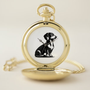 Classic Hunting Dog Vintage Dachshund Drawing Copy Pocket Watch