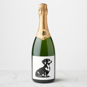 Classic Hunting Dog Vintage Dachshund Drawing Copy Sparkling Wine Label