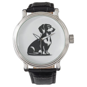 Classic Hunting Dog Vintage Dachshund Drawing Watch