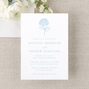 Classic Hydrangea Wedding Letterpress Invitation