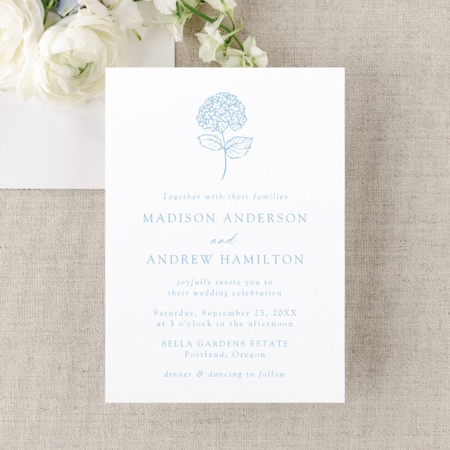 Classic Hydrangea Wedding Letterpress Invitation (Creator Uploaded)