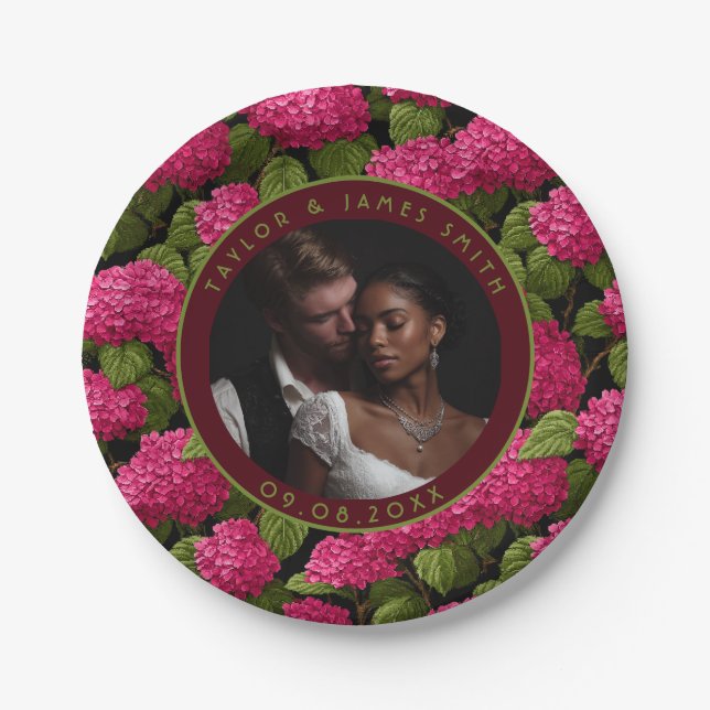 Classic Hydrangeas Plates For Wedding Memories (Front)