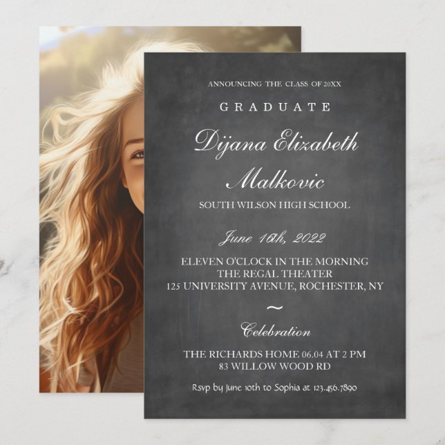 Classic I Gray Graduation Invitation (Front/Back)