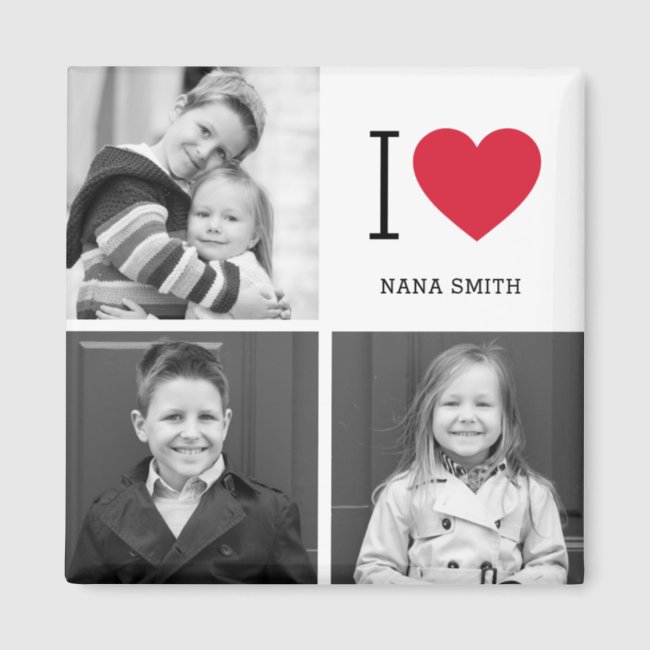 Classic I Heart Editable Color Custom Photo Magnet