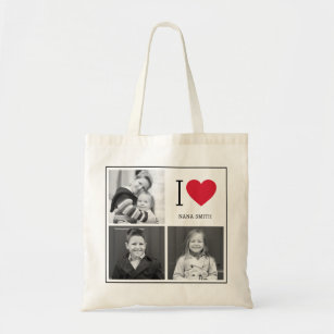 Classic I Heart Photo Collage Custom Tote Bag