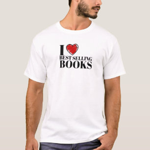 Classic "I Love Best Selling Books" Reader Design T-Shirt