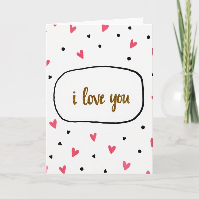 Classic I Love You Gold Glitter Card (Front)