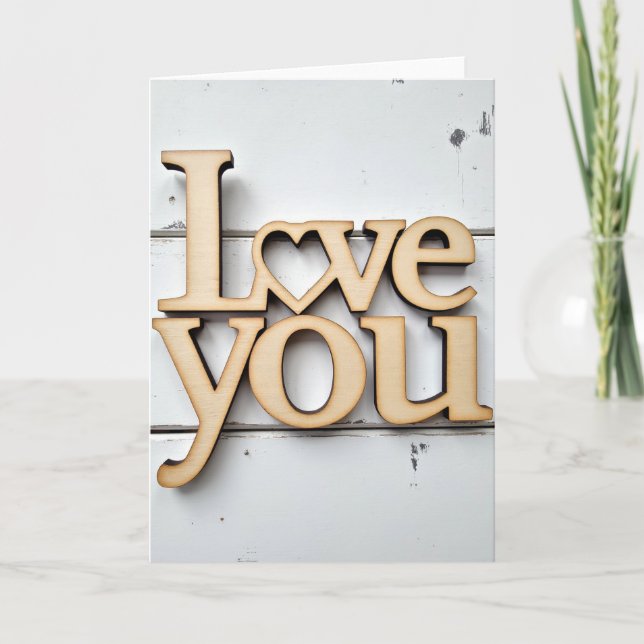 Classic I Love You Wood Card (Front)