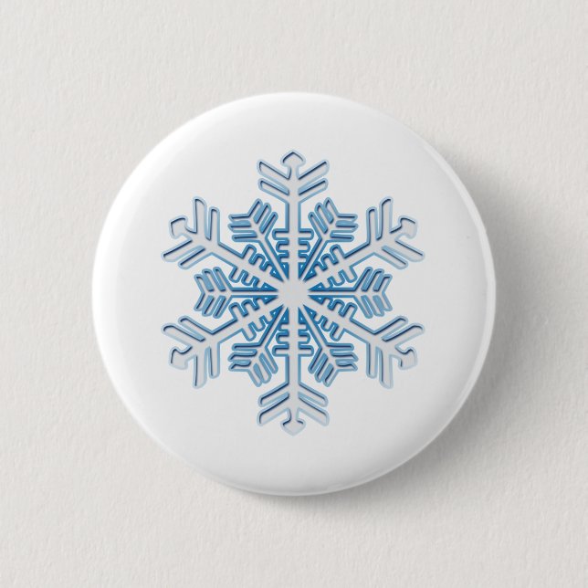 Classic Icy Blue Winter Christmas Snowflake Pinback Button (Front)